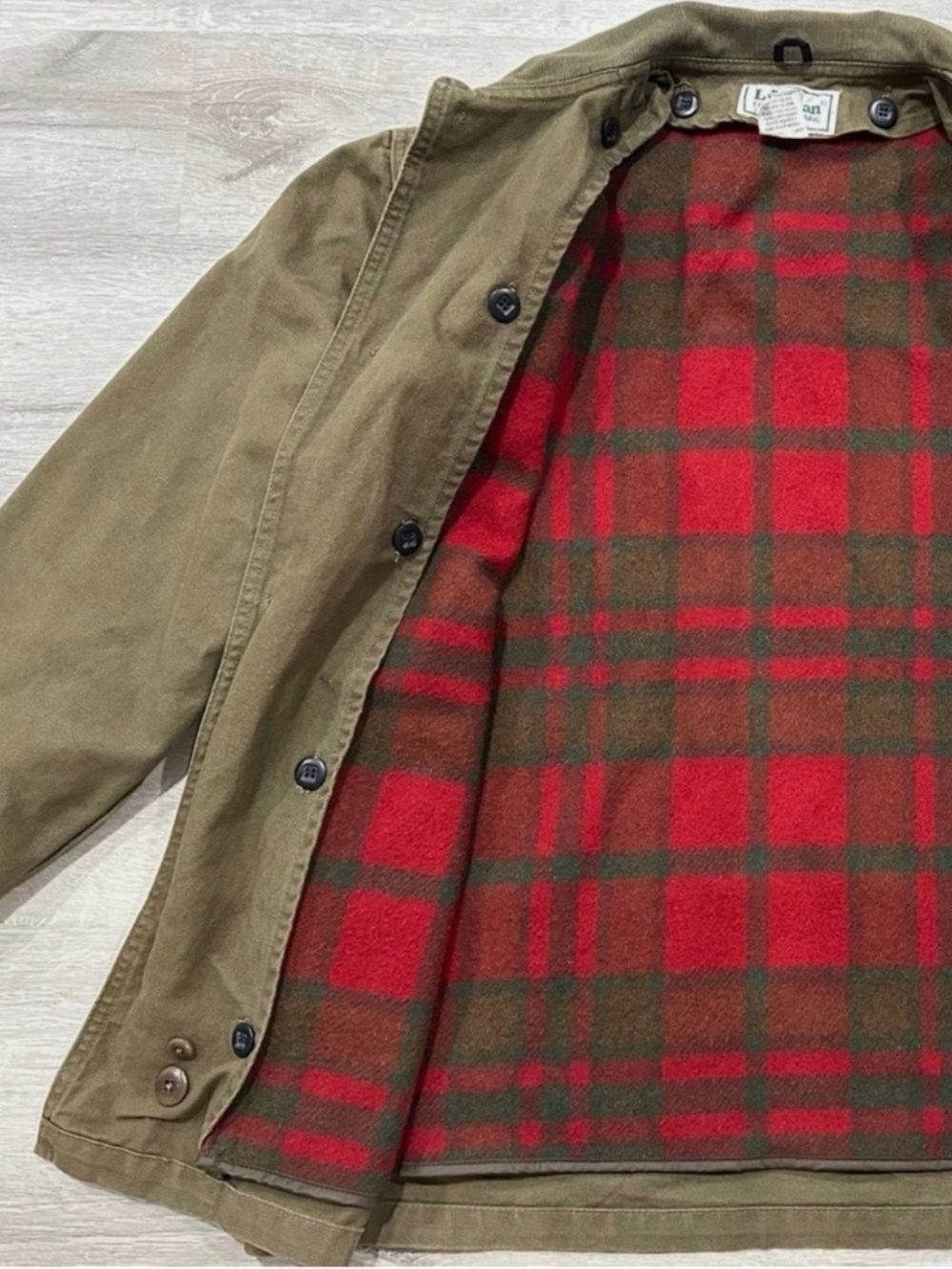 Vintage 90s LL Bean Chore Coat Barn Jacket USA Made Mens M Plaid Wool Lined